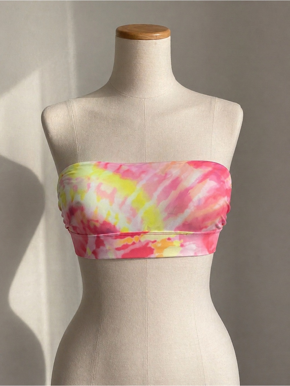 Exhilaration Tie-Dye Bandeau Bikini Top Lace-Up Back NWOT